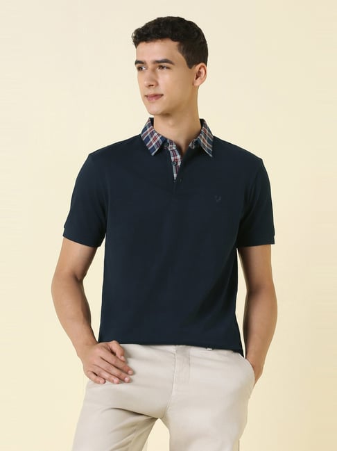 Allen Solly Navy Cotton Regular Fit Polo T-Shirt-picture-16
