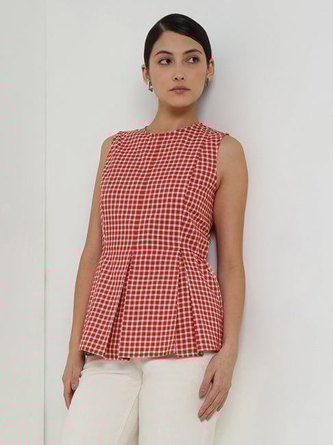 Fablestreet Red Cotton Relaxed Fit Printed Top-picture-19