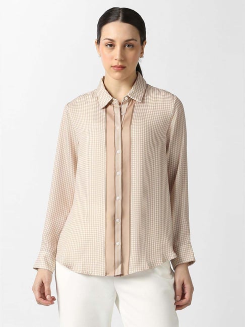 Van Heusen Beige Regular Fit Printed Shirt