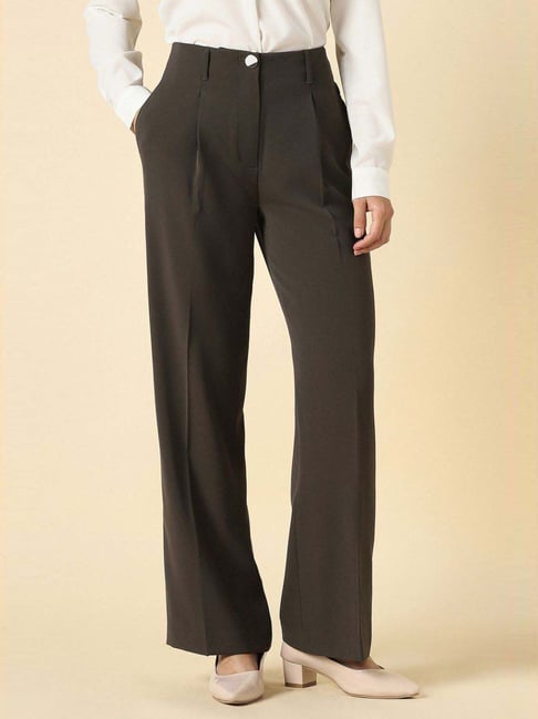 Allen Solly Brown Regular Fit Trousers