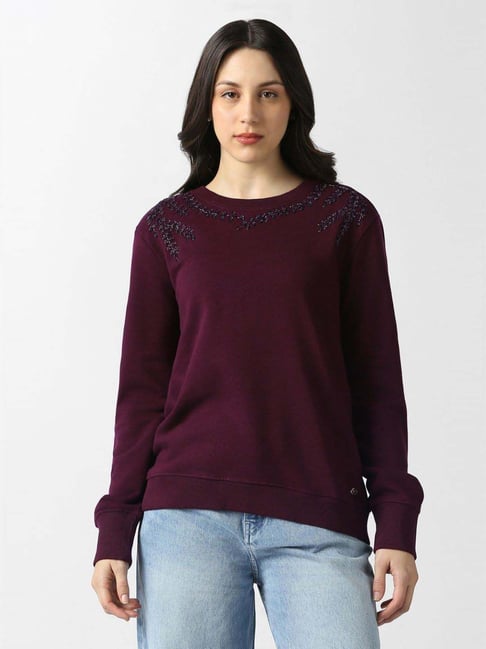 Van Heusen Maroon Cotton Regular Fit Embellished Sweatshirt-picture-35