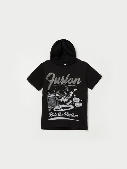 Fame Forever by Lifestyle Boys Black Cotton Printed T-Shirt-picture-29