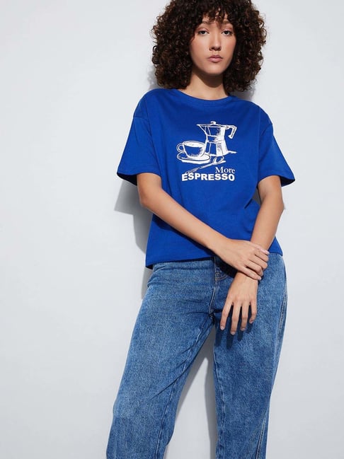 Fame Forever By Lifestyle Dark Blue Cotton Regular Fit Printed T-Shirt-picture-10