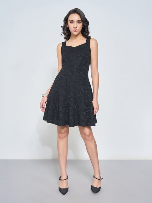 Honey By Pantaloons Black Slim Fit Textured Dress-picture-26