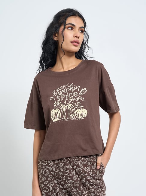 Dreamz By Pantaloons Brown Relaxed Fit Graphic T-Shirt-picture-34