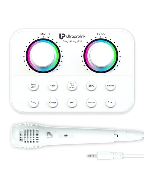 ULTRAPROLINK Wireless Karaoke & Live Broadcast Mixer with Condenser Mic (White)