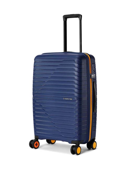 Nasher Miles Navy Blue & Yellow Cairo Striped Medium Hard Sided Checked Luggage-image-6