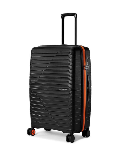 Nasher Miles Black & Orange Cairo Striped Large Hard Sided Checked Luggage-image-9