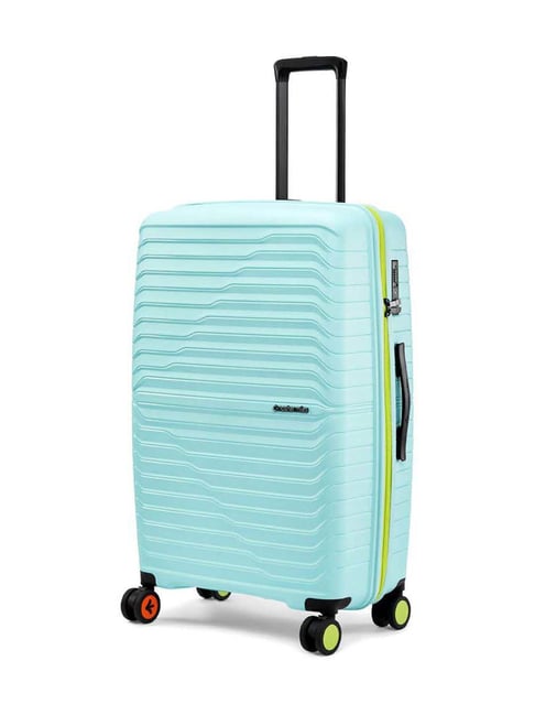 Nasher Miles Pastel Green & Neon Cairo Striped Large Hard Sided Checked Luggage-image-49