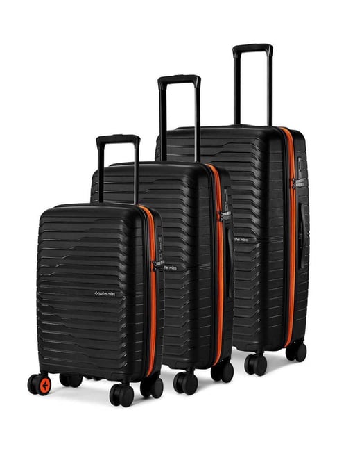 Nasher Miles Black & Orange Cairo Striped Large Hard Sided Checked Luggage - Set of 3-image-13