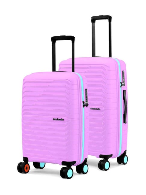 Nasher Miles Purple & Blue Cairo Striped Medium Hard Sided Checked Luggage - Set of 2-image-46