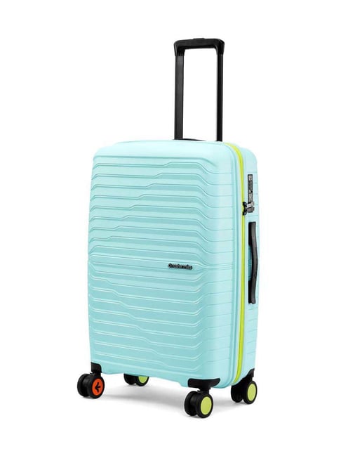 Nasher Miles Pastel Green & Neon Cairo Striped Medium Hard Sided Checked Luggage-image-47
