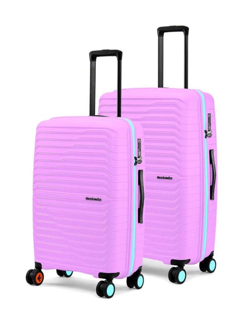 Nasher Miles Purple & Blue Cairo Striped Large Hard Sided Checked Luggage - Set of 2-image-12
