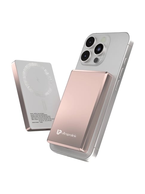 ULTRAPROLINK 10000 mAh Ultra Slim Wireless Magnetic Mag-Safe Power Bank (Pink)