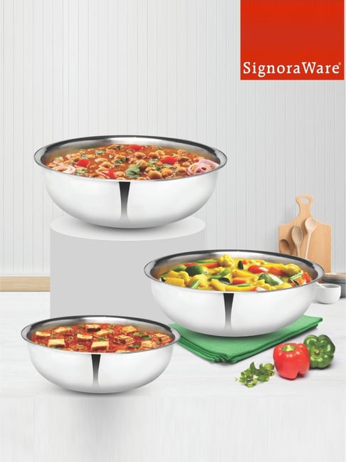 SignoraWare Silver Steel Tasla - Set of 3