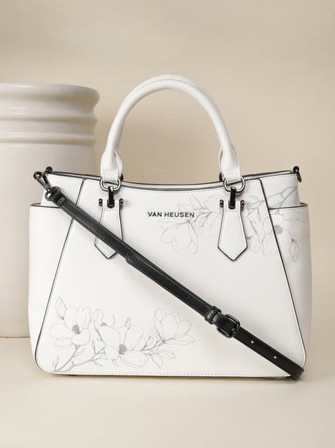 Van Heusen White Printed Handbag