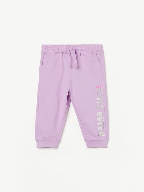 Juniors by Lifestyle Girls Lilac Cotton Printed Joggers-picture-32