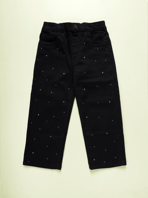 Kiddopanti Girls Black Denim Jeans