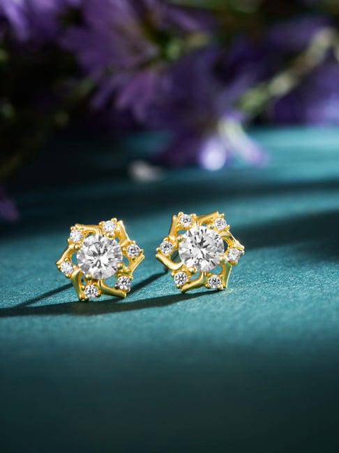 Zavya 925 Sterling Silver Golden Earrings for Women