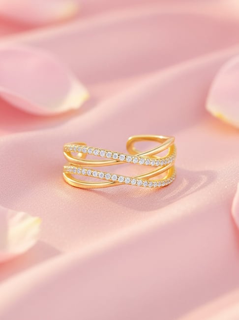 Zavya 925 Sterling Silver Golden Ring for Women