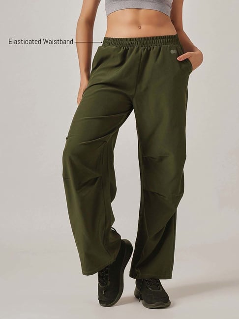 Clovia Green Regular Fit Sports Trackpants