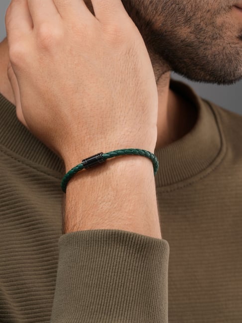 Police Green Carbon Slim Braided Casual Bracelet-picture-32