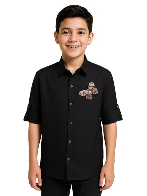 Charchit Boys Black Cotton Embroidered Shirt-picture-37
