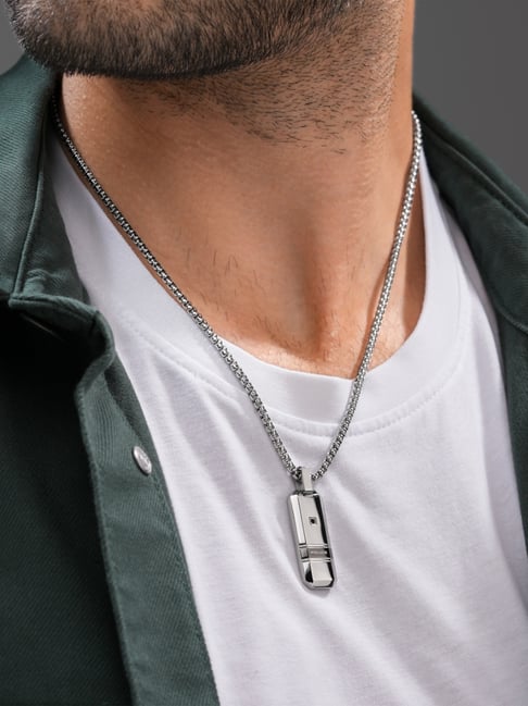 Police Silver Baseline Crystal Chain Necklace