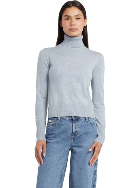 Guess Jeans Blue J Embroidered Regular Fit Sweater