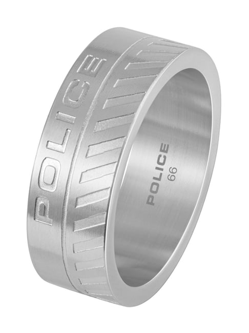 Police Silver Treadstone Ellipse Band Ring