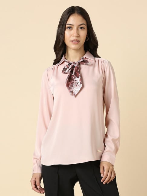Allen Solly Pink Polyester Solid Top-picture-33