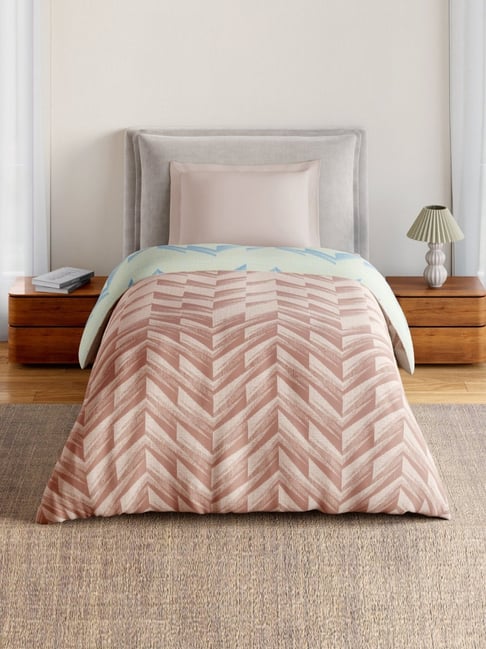 Spaces Beige Cotton Geometric 144 TC Single Quilt