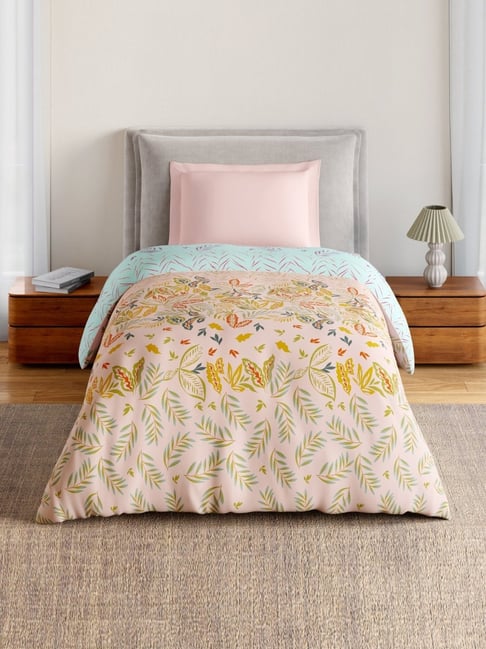 Spaces Light Blue Cotton Floral 144 TC Single Quilt