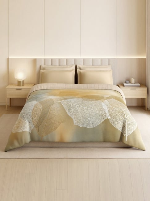 Spaces Beige Cotton Floral 300 TC Double Quilt