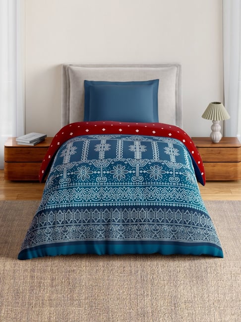 Spaces Dark Teal Cotton Ornate 144 TC Single Quilt