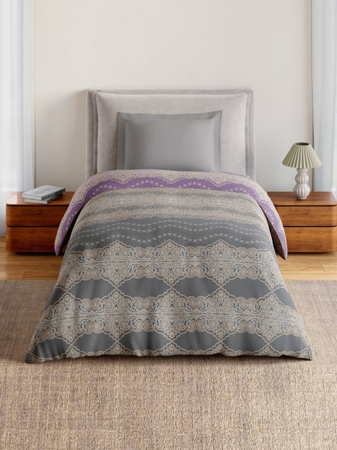 Spaces Dark Grey Cotton Ornate 144 TC Single Quilt