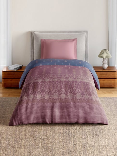 Spaces Dark Blue Cotton Ornate 144 TC Single Quilt