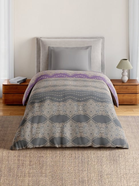 Spaces Dark Grey Cotton Ornate 144 TC Single Quilt