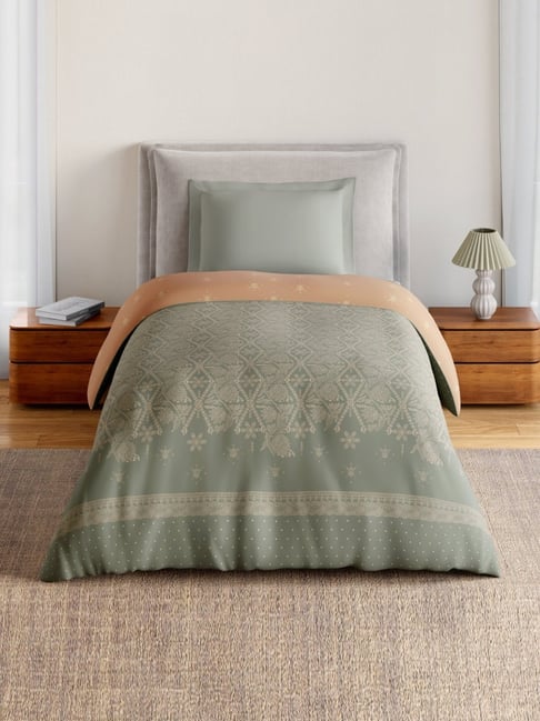 Spaces Light Grey Cotton Ornate 144 TC Single Quilt
