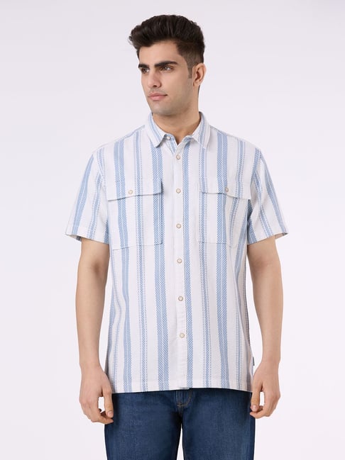 Pepe Jeans White Cotton Regular Fit Striped T-Shirt-picture-21