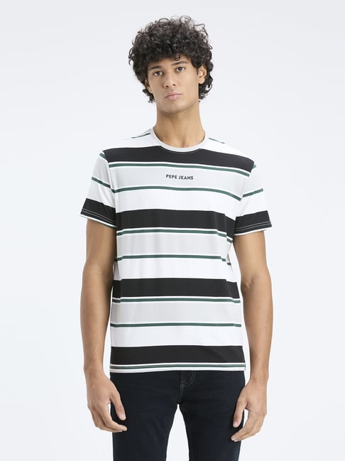 Pepe Jeans Black Cotton Slim Fit Striped T-Shirt-picture-39