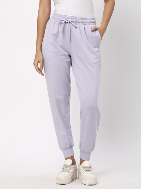 R&B Light Purple Cotton Mid Rise Joggers-picture-31