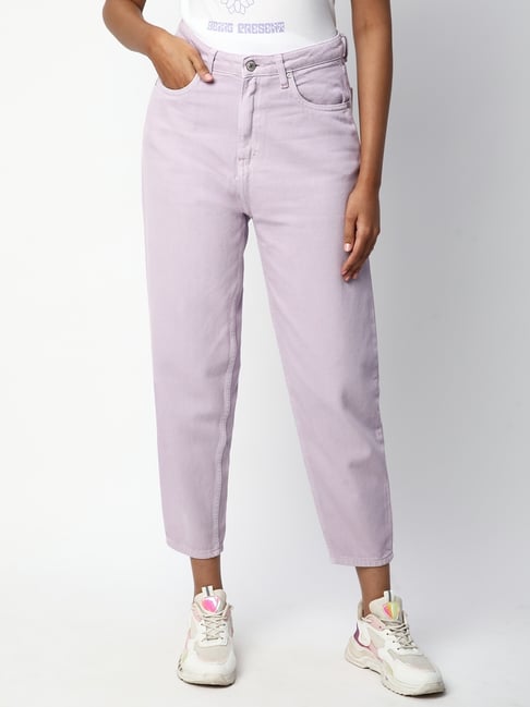 R&B Lavender Cotton Relaxed Fit Mid Rise Jeans-picture-15