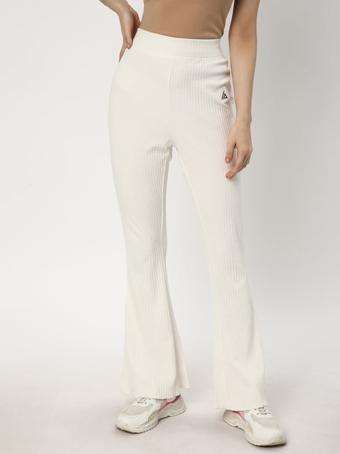 R&B White Cotton High Rise Trackpants-picture-34
