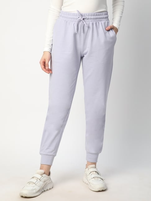 R&B Light Purple Cotton Mid Rise Joggers-picture-28