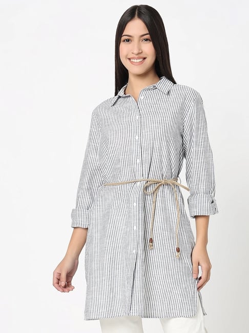 R&B Grey & White Cotton Striped Top-picture-29