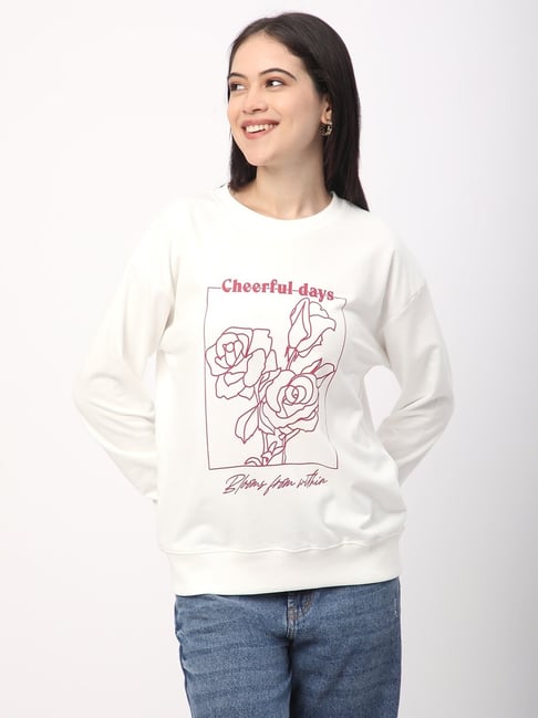 R&B White Cotton Graphic Printed Sweatshirt-picture-32