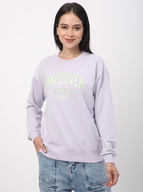 R&B Light Purple Cotton Graphic Printed Sweatshirt-picture-29