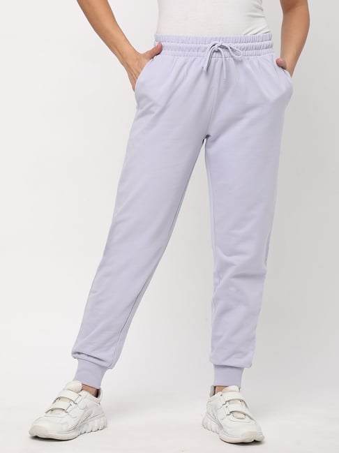 R&B Light Purple Cotton Mid Rise Joggers-picture-26