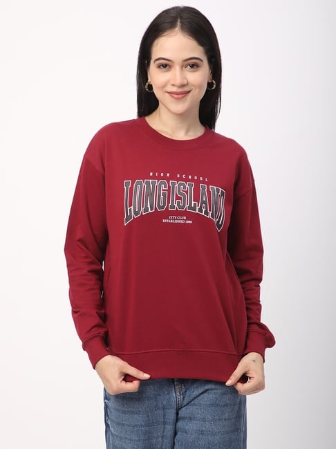 R&B Maroon Cotton Graphic Printed Sweatshirt-picture-13
